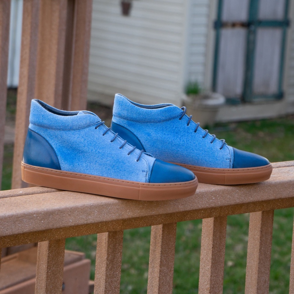 LAST PAIR - NWT KFG Hi Top Calf/Linen Sneaker - Picture 7 of 14